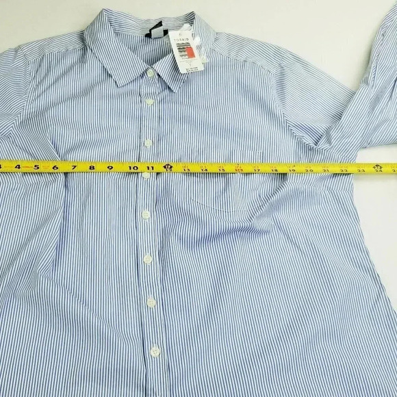 Torrid Plus Size 1 Blue White Striped Pocket Shirt - Picture 2 of 9